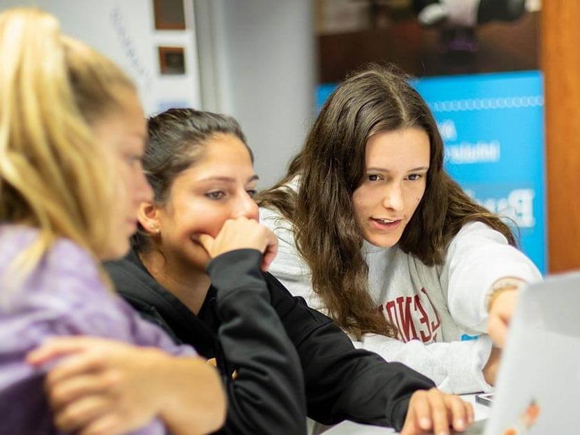 Business students working on a projects